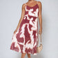Printed Strappy Pleated Midi Dress