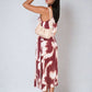Printed Strappy Pleated Midi Dress