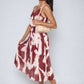 Printed Strappy Pleated Midi Dress