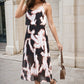 Printed Strappy Pleated Midi Dress