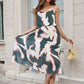 Printed Strappy Pleated Midi Dress