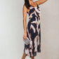 Printed Strappy Pleated Midi Dress