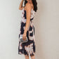 Printed Strappy Pleated Midi Dress
