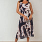 Printed Strappy Pleated Midi Dress