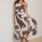 Printed Strappy Pleated Midi Dress