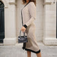 Knitted Contrast Trim Long Sleeve Midi Dress