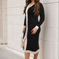 Knitted Contrast Trim Long Sleeve Midi Dress