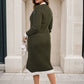 Knitted Contrast Trim Long Sleeve Midi Dress