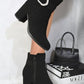 Rhinestone Buckle Chunky Block Heeled Boots