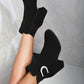 Rhinestone Buckle Chunky Block Heeled Boots