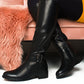Faux Leather Buckle Knee High Boots