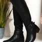 Faux Leather Buckle Knee High Boots