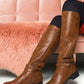 Faux Leather Buckle Knee High Boots