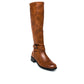 Faux Leather Buckle Knee High Boots