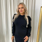 Puff Shoulder Knitted Jumper Dress