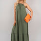 Sleeveless Beaded Halter Neck Maxi Dress with Tiered Hem