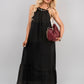 Sleeveless Beaded Halter Neck Maxi Dress with Tiered Hem