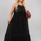 Sleeveless Beaded Halter Neck Maxi Dress with Tiered Hem