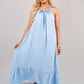 Sleeveless Beaded Halter Neck Maxi Dress with Tiered Hem