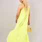 Sleeveless Beaded Halter Neck Maxi Dress with Tiered Hem