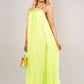 Sleeveless Beaded Halter Neck Maxi Dress with Tiered Hem