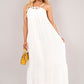 Sleeveless Beaded Halter Neck Maxi Dress with Tiered Hem