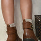 Buckle Side Zipper Closure Ankle Boots