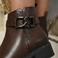 Buckle Side Zipper Closure Ankle Boots