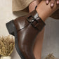 Buckle Side Zipper Closure Ankle Boots