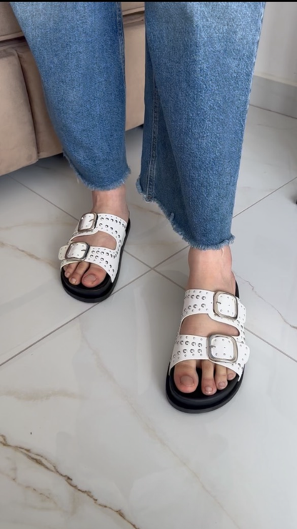 Zee Ladies Trendy Open-Toe Sliders with Buckle