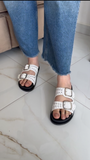 Zee Ladies Trendy Open-Toe Sliders with Buckle