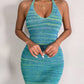 Women's Colorful Striped Knit Backless Resort Dress