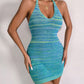 Women's Colorful Striped Knit Backless Resort Dress