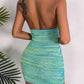 Women's Colorful Striped Knit Backless Resort Dress