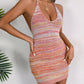 Women's Colorful Striped Knit Backless Resort Dress