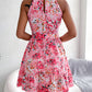 Women's Elegant Lace-Up Ruffled Floral Dress