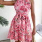 Women's Elegant Lace-Up Ruffled Floral Dress