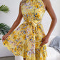 Women's Elegant Lace-Up Ruffled Floral Dress