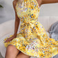 Women's Elegant Lace-Up Ruffled Floral Dress