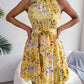 Women's Elegant Lace-Up Ruffled Floral Dress