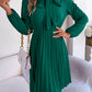 Autumn and winter temperament tie waist long sleeve pleated skirt