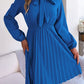Autumn and winter temperament tie waist long sleeve pleated skirt
