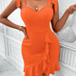 V-neck sleeveless solid color slim fit hip-hugging dress for women