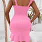 V-neck sleeveless solid color slim fit hip-hugging dress for women