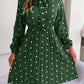 Women's elegant polka-dot lace-up waist long-sleeved pleated skirt