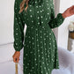 Women's elegant polka-dot lace-up waist long-sleeved pleated skirt