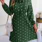 Women's elegant polka-dot lace-up waist long-sleeved pleated skirt