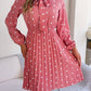 Women's elegant polka-dot lace-up waist long-sleeved pleated skirt