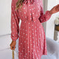 Women's elegant polka-dot lace-up waist long-sleeved pleated skirt