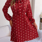 Women's elegant polka-dot lace-up waist long-sleeved pleated skirt